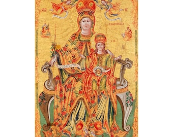 Virgin Mary and Child Orthodox Icon, Byzantine Art, Mother of God, Prayer Corner Icon