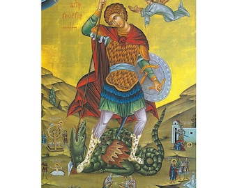 Saint George the Victory-bearer Greek Orthodox icon, Prayer corner, Home Altar