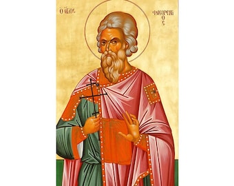 Saint Florentius Greek Orthodox Icon, Martyr of Thessaloniki, Prayer corner art