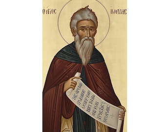 Saint John Climacus of Sinai, Religious icon, St John the Ladder, Handmade Christian art