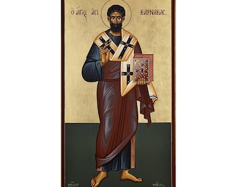 Saint Barnabas Orthodox Icon, St Barnabas the Apostle, Saint Artwork, Byzantine Icons, Godfather Gift Ideas, Christian Faith Art