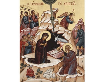Nativity of Jesus Christ, Genisis Church iconography, Birth of God Greek Orthodox Icon