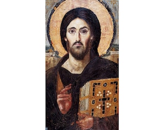 Christ Pantocrator du Sinaï, Icône de Jésus du Sinaï, Icône orthodoxe de Jésus du Sinaï, Hommes de dons religieux, Jésus est Roi, Jésus Pantocrator, Abba