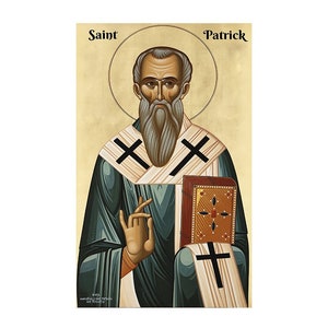 Saint Patrick of Ireland Icon, Irish Saint Prayer icon, Catholic Icons, Catholic Art, Catholic Saints Icon, Christian wood icon