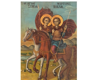 Saint Serge Religious icon, Sergius and Bacchus Greek Orthodox art, Saint Vakh