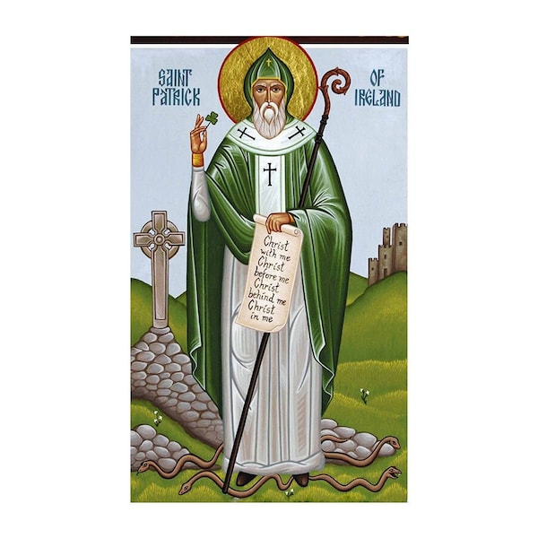 Saint Patrick of Ireland Icon, Irish Saints, Catholic Icons, St Patrick Painting, Catholic Saints Icon, Patron Saint of Ireland