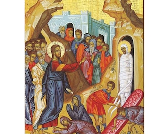 Raising of Lazarus Orthodox Icon, Jesus Miracles, Prayer corner art