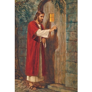 Jésus frappant à l’icône de la porte, Ouvrez la porte au Christ, Jésus dans notre maison, Icône catholique de Jésus-Christ, Idée de cadeau catholique, Maison catholique