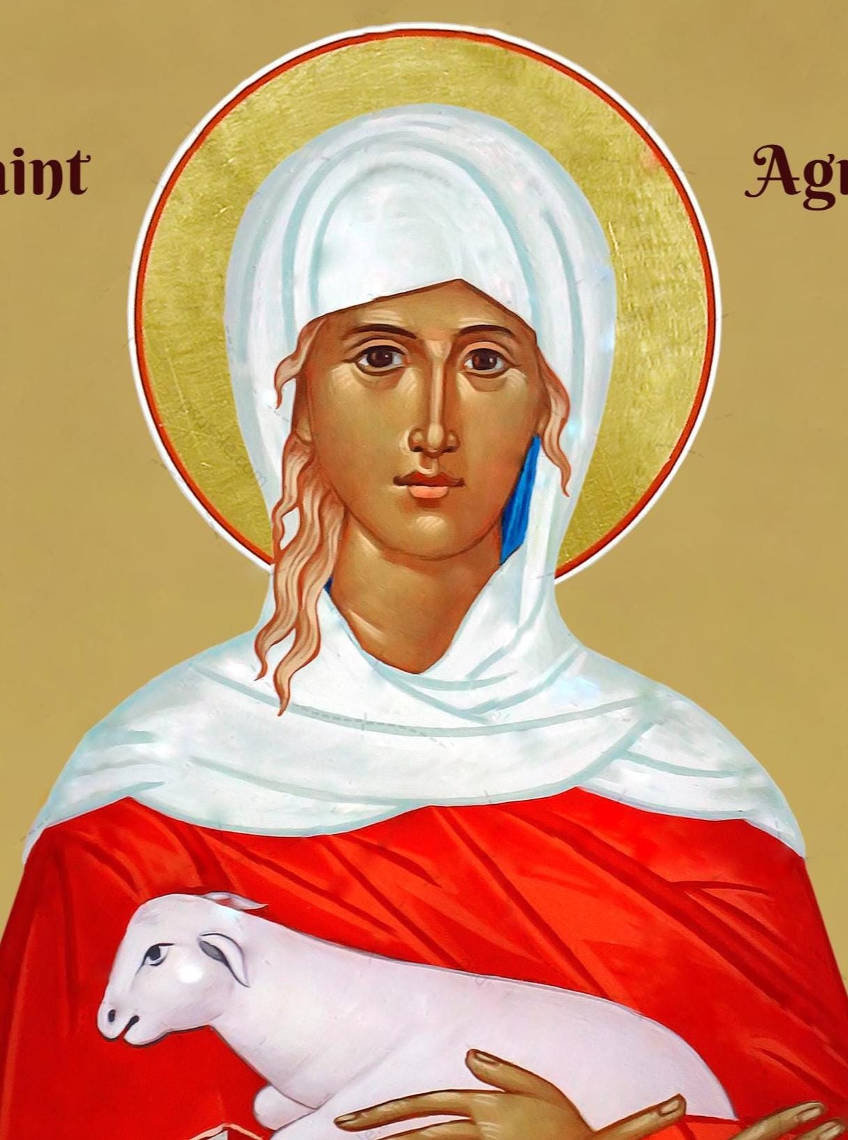 Saint Agnes of Rome Icon, Handmade Christian Icon, Faith Inspired Art ...