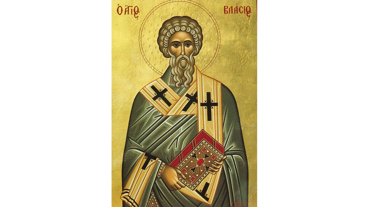 Saint Blaise of Sebaste Orthodox Icon, Saint Blaise of Armenia, Wooden Prayer Icon, Saint Vlasios Icon, Vlasius the Saint of Veterinarians