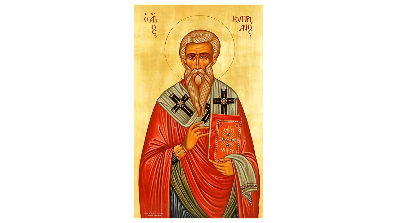 Saint Cyprian Orthodox icon, St Cyprian of Carthage, Cyprian the Bishop of Carthage, St Cyprian Icon, Handmade Wood Icon