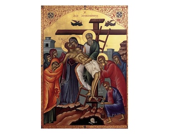 Jesus Christ Descent from the Cross Prayer Corner wood Icon