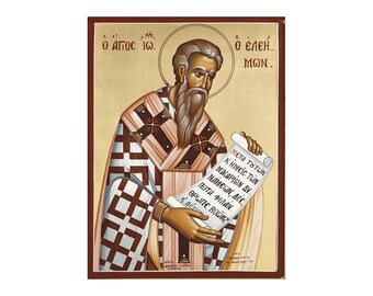 Saint John Eleimon wood Icon, John the Evangelist Prayer corner art, Religious Icons