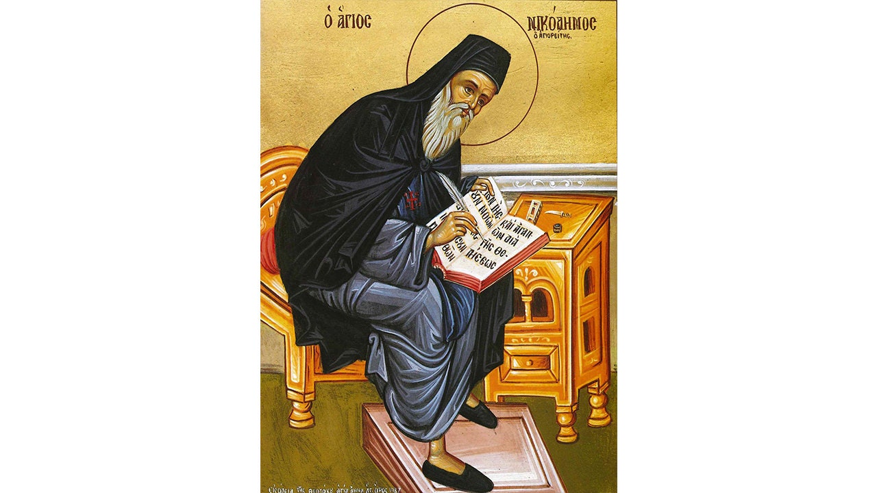 Saint Nicodemos the Hagiorite Orthodox Icon, St Nicodemus of the Holy Mountain, Saint Nikodimos, Greek Saints Icons, Prayer Icons Home Altar