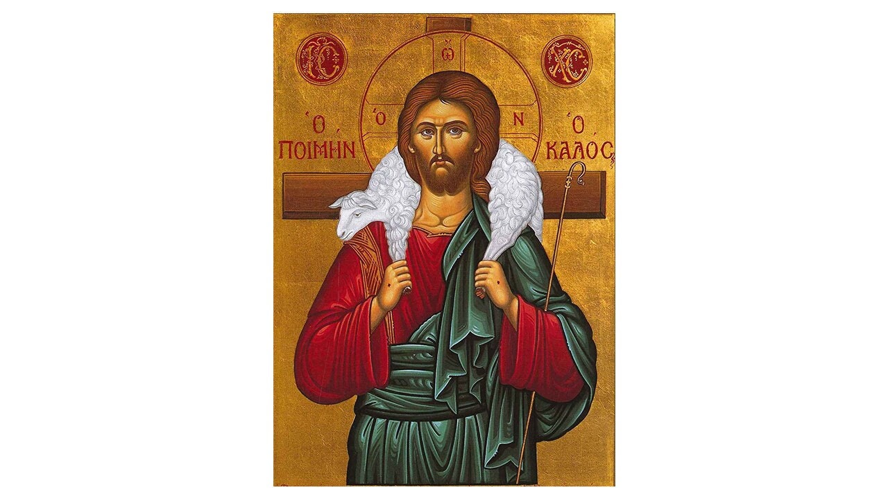 Ícone de Jesus Bom Pastor oval