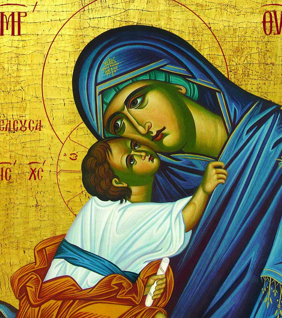 Panagia Eleousa, the Sweet Kiss Icon, Blessed Virgin Mary Sweet Kissing ...