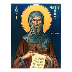 Orthodox Icon Saint Anthony the Great, Saint Antonius, Egyptian Saint Anthony the Abbot, Anthony the Anchorite, Russian Orthodox Icons