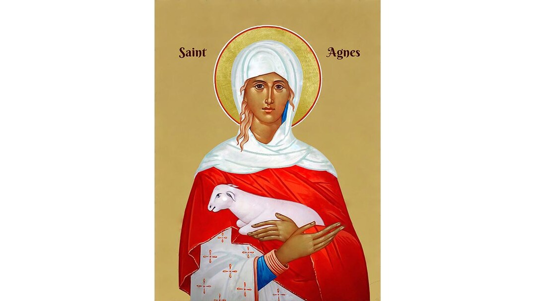 Saint Agnes of Rome Icon, Handmade Christian Icon, Faith Inspired Art ...