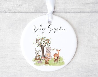 Nuevo recuerdo de adorno colgante para bebés, recuerdo de guardería, recuerdo para bebés nuevos, regalo para niñas / bebés, lindo regalo de adornos para animales de Woodland