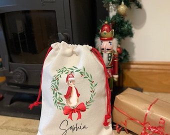 Personalised Santa Sack, Christmas Sack, Child's Christmas Gift Sack, Kids Santa Bag, Santa Bag, Santa Toy Sack, Bunny Rabbit Christmas Sack