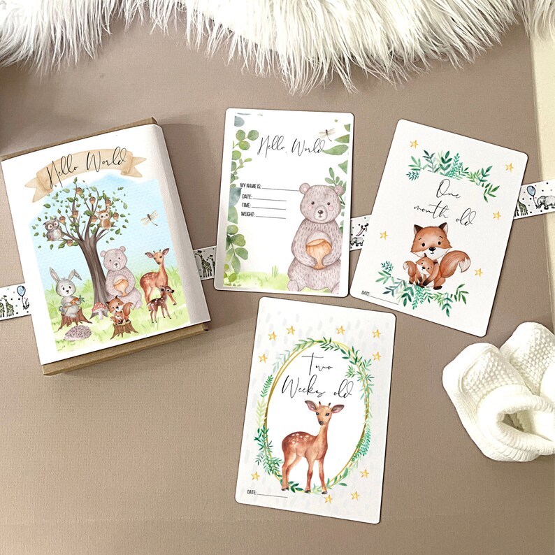 New Baby Milestone Cards, Woodland Animals Milestone Cards, Pregnancy ...