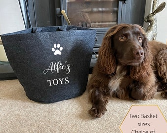 Personalised pet storage basket, Dog toy basket, felt storage basket, Gifts for pets, Pet toy basket, Personalised dog gift, New pet gift