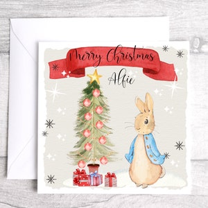 Bunny Rabbit Christmas Card - Personalised Bunny Rabbit Christmas Card - Bunny Rabbit Card for Christmas