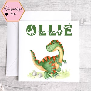 Kids Dinosaur Birthday Card - Dinosaur Birthday Card - Personalised Child's Birthday Card - Personalised Dinosaur Birthday Card