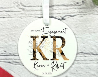 Personalised Engagement Ceramic Ornament Keepsake, Congratulations Gift for newly Engaged, Just Engaged Gifts, Engagement Keepsake