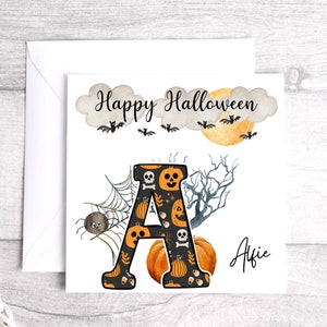 Happy Halloween Card - Halloween Card - Personalised Happy Halloween Card - Initial Personalised Halloween Card