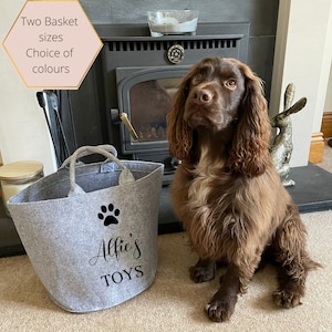 Personalised Dog Toy Basket Gift, Dog toy basket, felt storage basket, Gifts for pets, Puppy gift, Personalised dog gift, New puppy gift