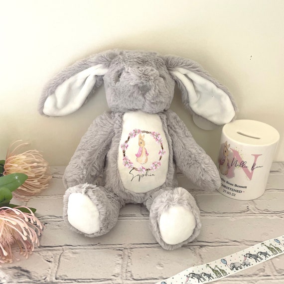 Personalised Bunny Rabbit plush soft toy, New Baby Gift, Newborn Gift,  Personalised Rabbit, Easter Gift, Bunny Rabbit Design,