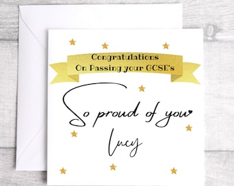 Exam Congratulations on your Exam Results - SAT, GCSEs, A-Levels, BTEC Personalised Card