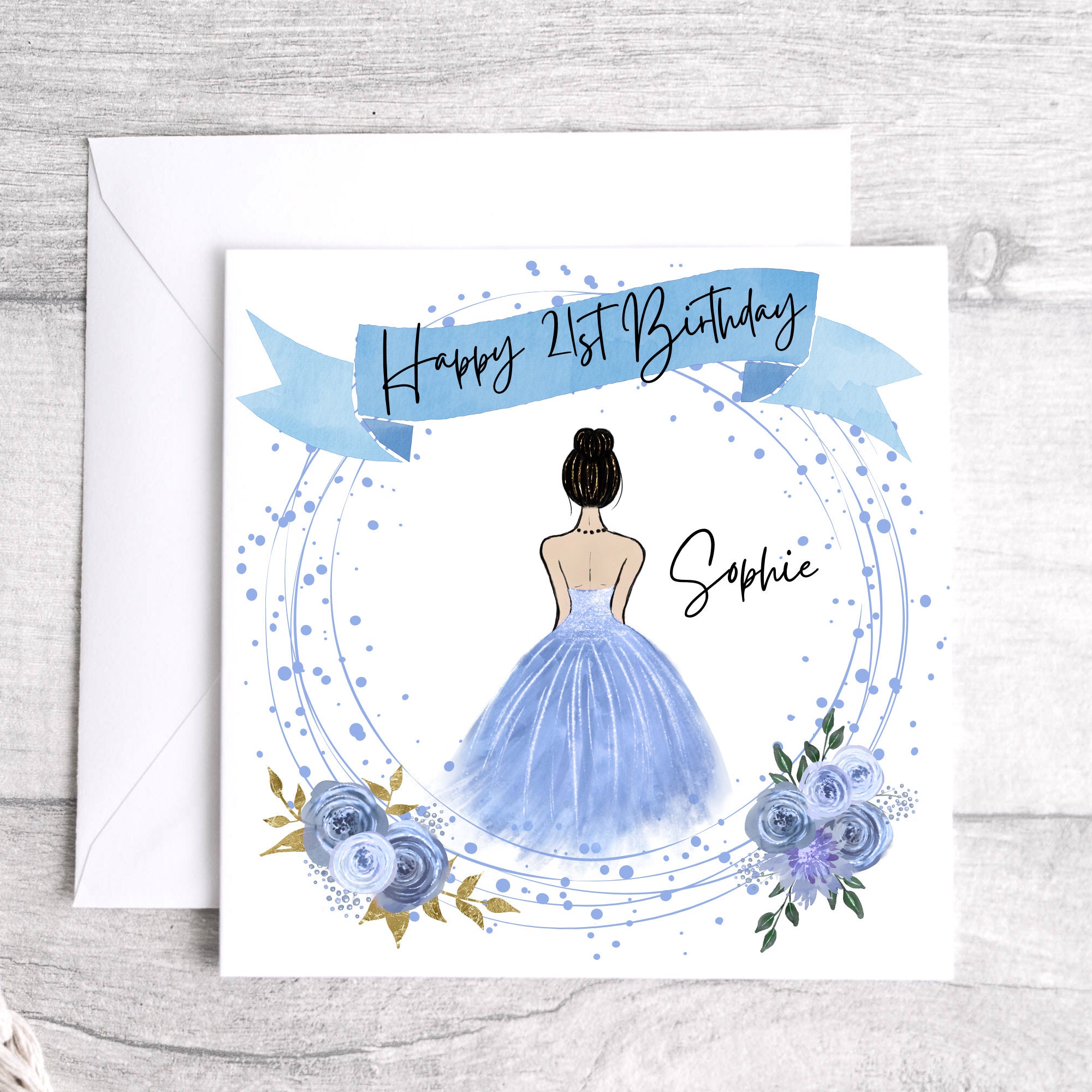 Personalised 21st/16th/18th/12th Any Age Birthday Card - Blue Princess  Design - Etsy UK
