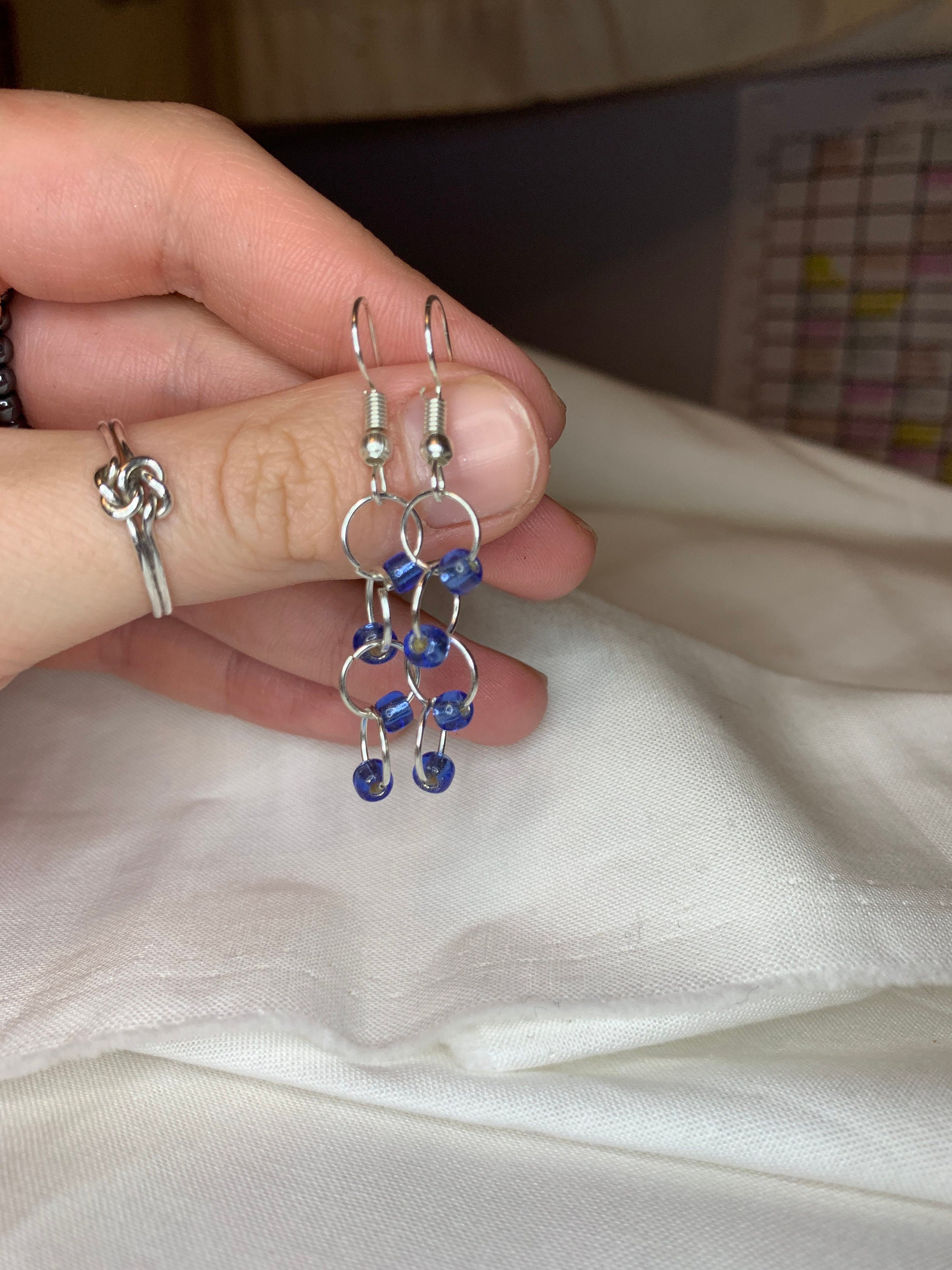 Handmade blue dangle earrings Etsy