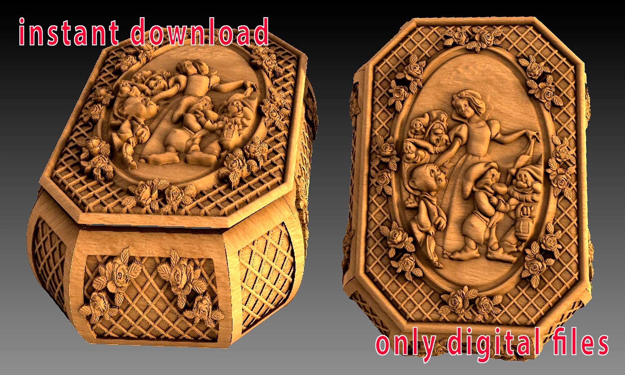 Carved wooden box for jewelry a set of STL files box stl Etsy