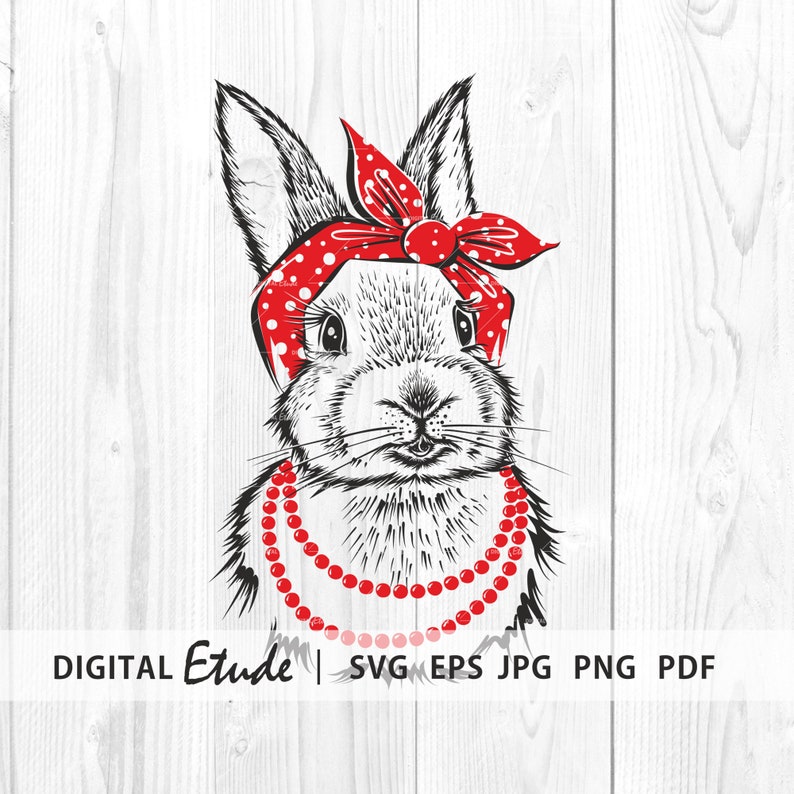 Download 1950s Head Scarf Easter Bunny Svg Rabbit Clipart Nursery Art Retro Style Girl Bunny Sketch Svg Urns Memorials Pet Supplies
