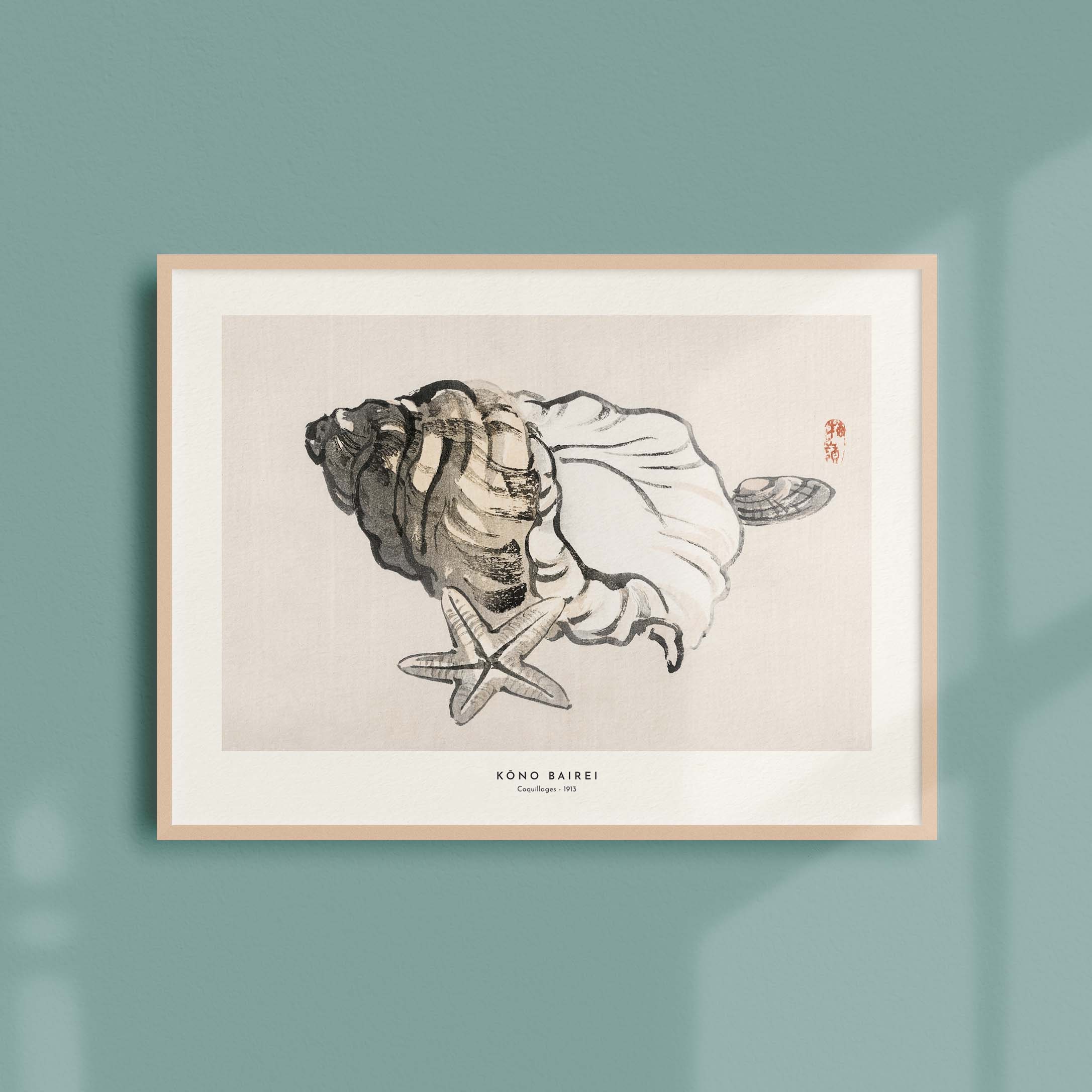 Estampe Japonaise de K?no Bairei - Coquillages