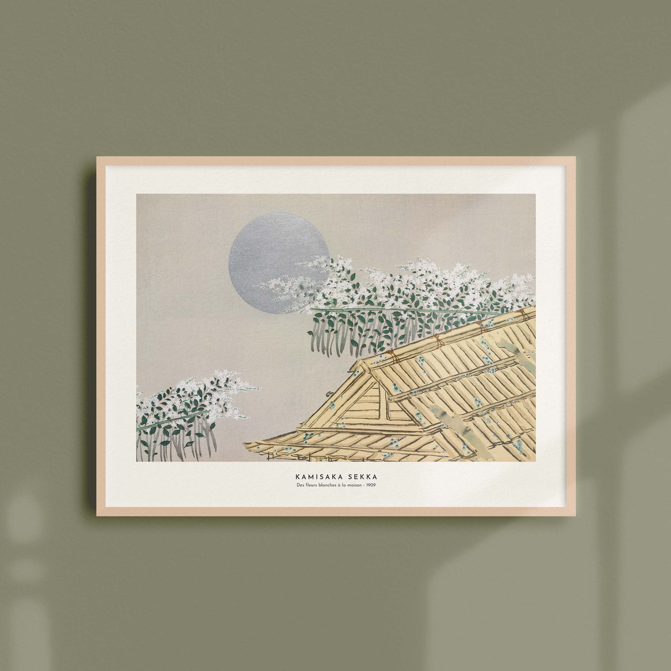 Estampe Japonaise de Kamisaka Sekka - Des Fleurs Blanches à La Maison