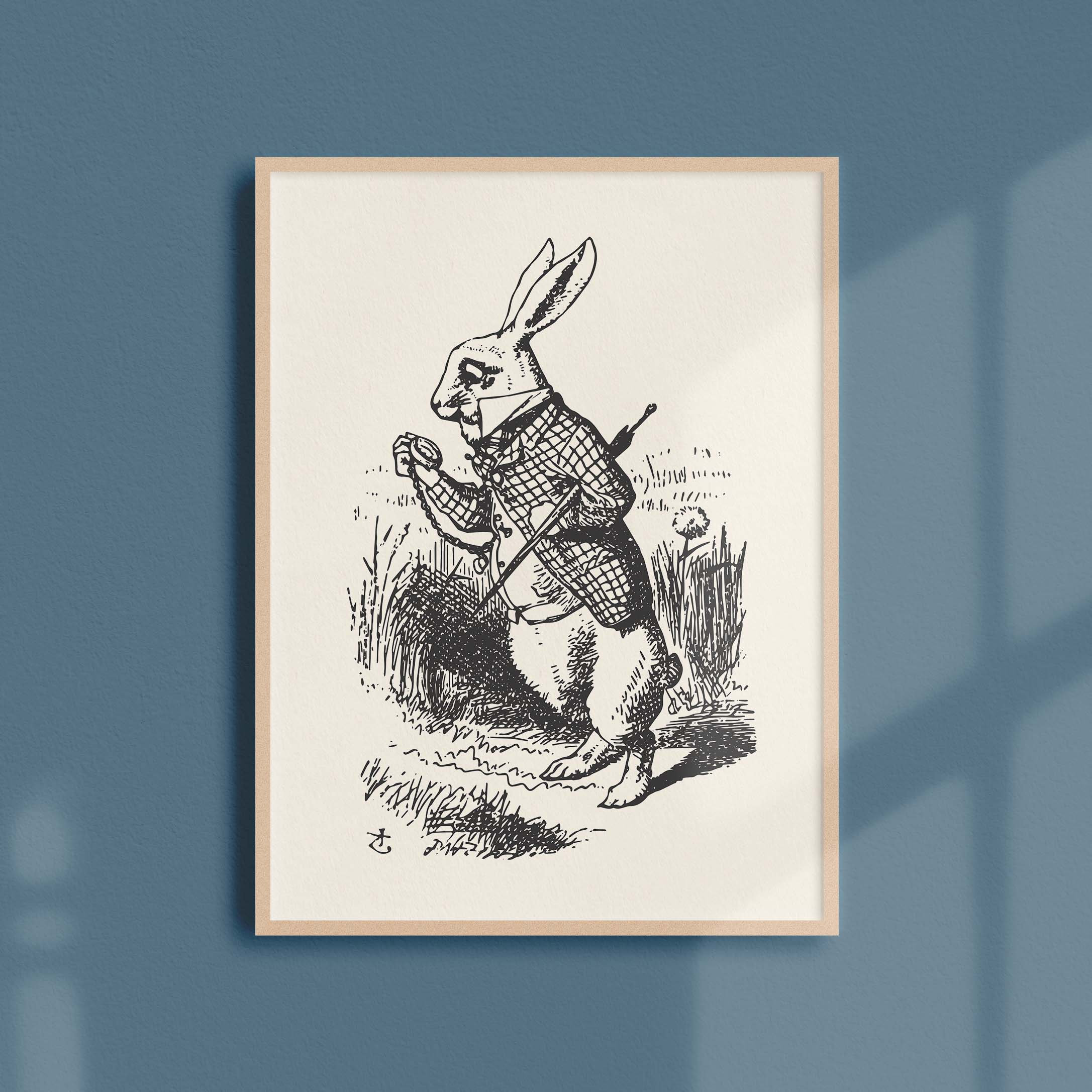 Affiche Alice Au Pays Des Merveilles - Le Lapin Blanc Regarde Sa Montre