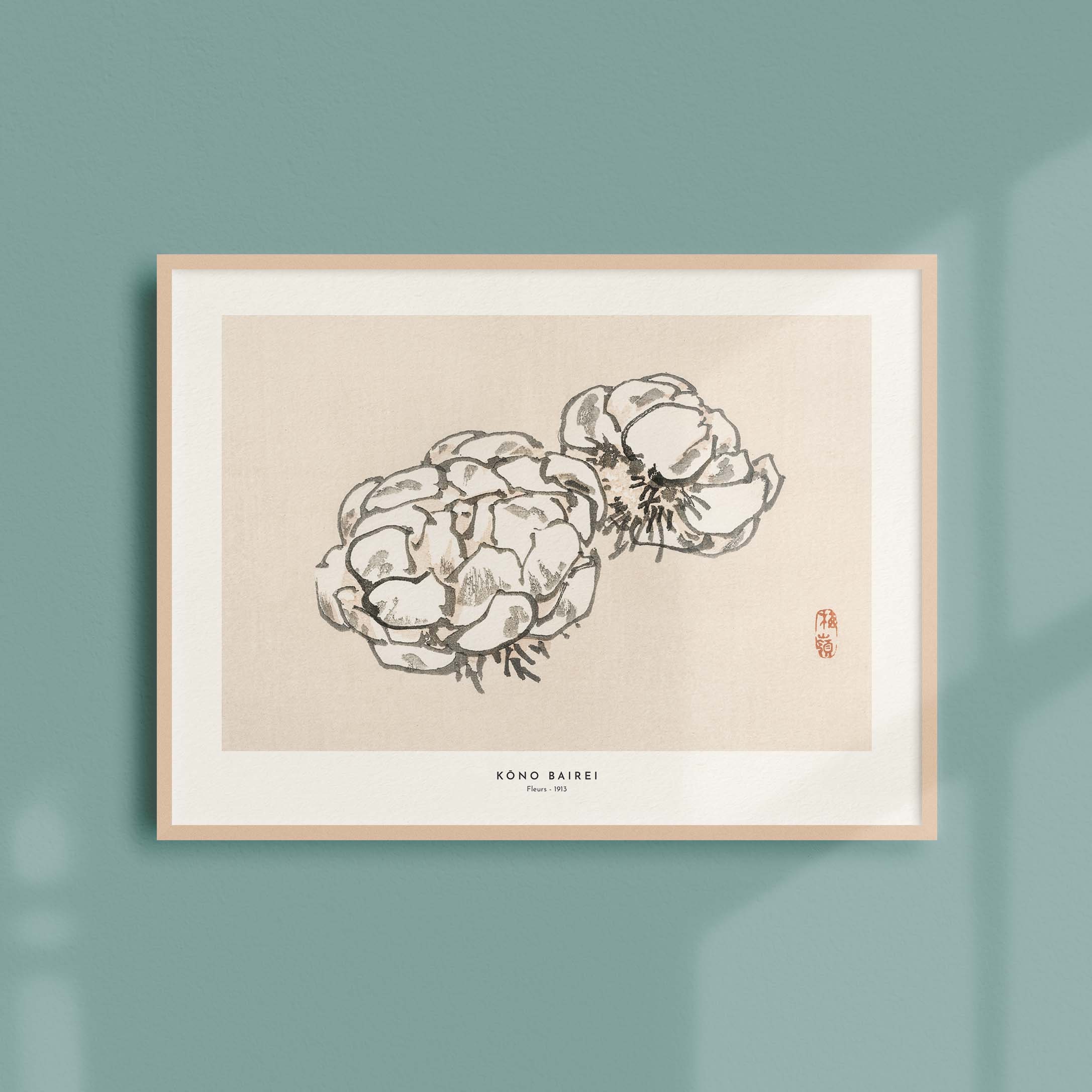 Estampe Japonaise de K?no Bairei - Fleurs