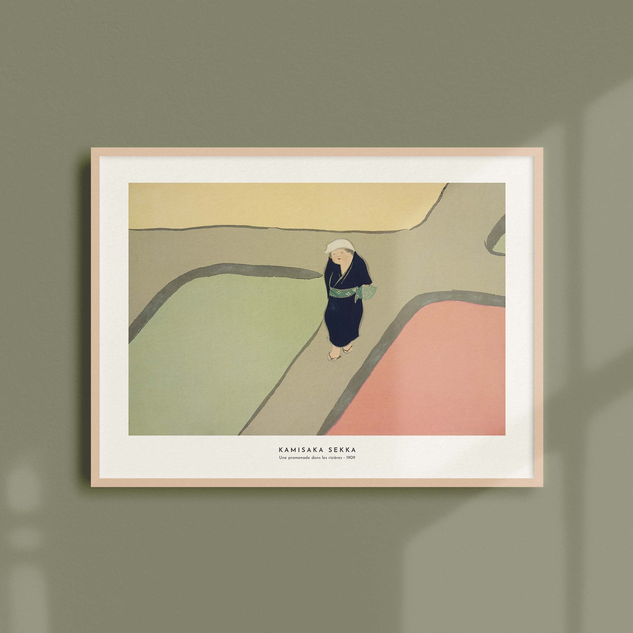 Estampe Japonaise de Kamisaka Sekka - Une Promenade Dans Les Rizières