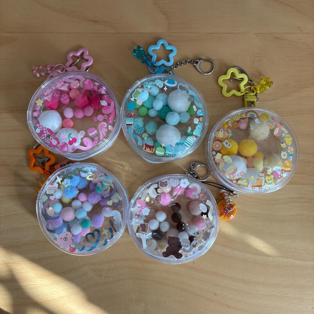 Clear Box Keychain Calico Clear Bag Keychain | Clear Pouch Display Keychain - Etsy