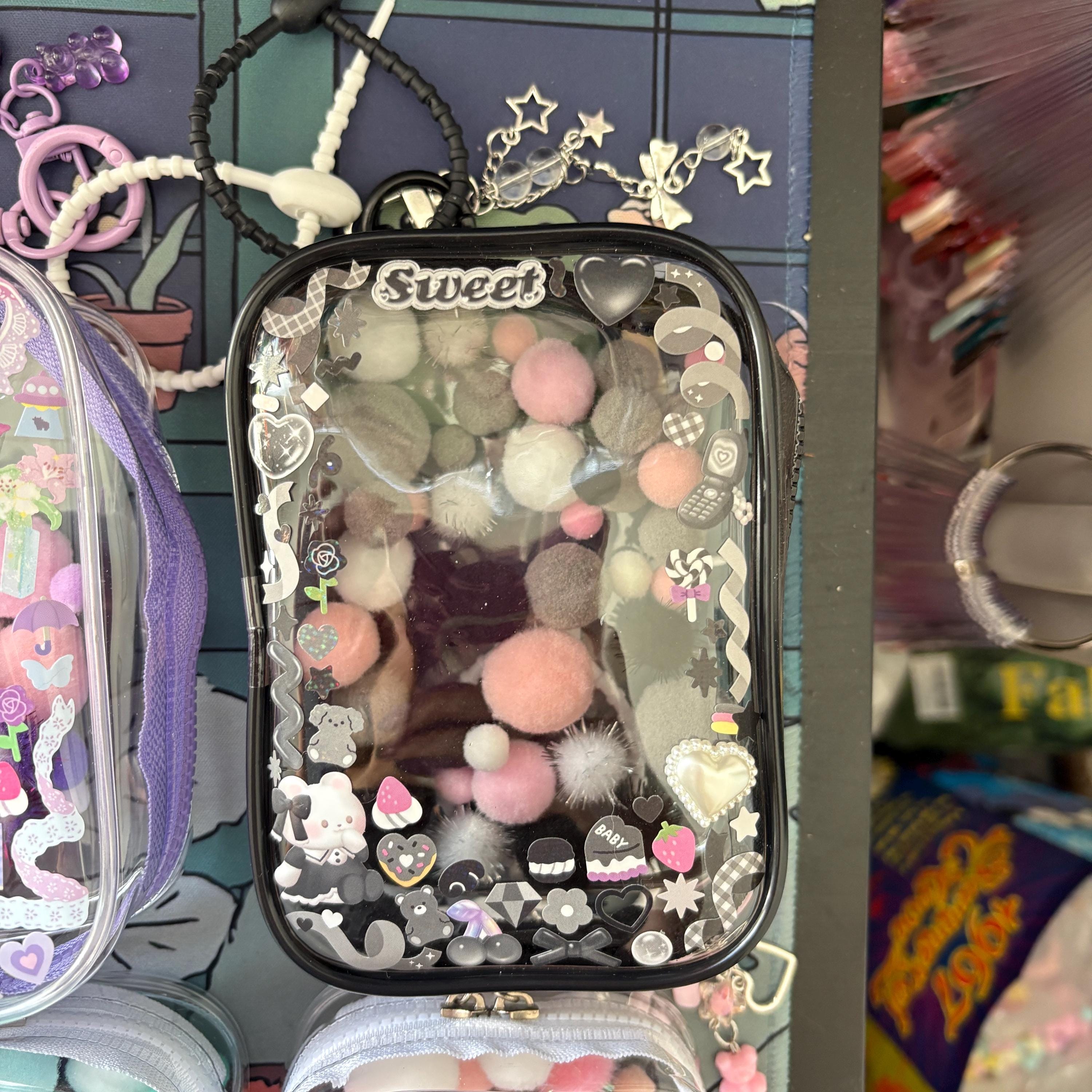Clear Box Keychain Large Deco Clear Bag Keychain | Clear Pouch Display Keychain | Figure ...