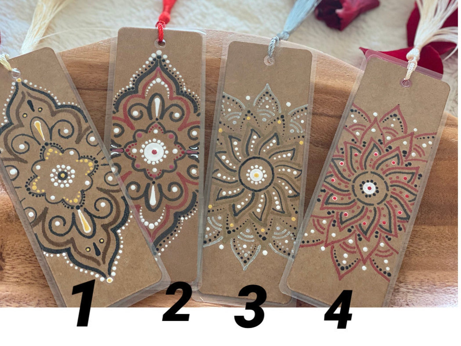 Handmade hand painted and laminated bookmarks with tassel Etsy
