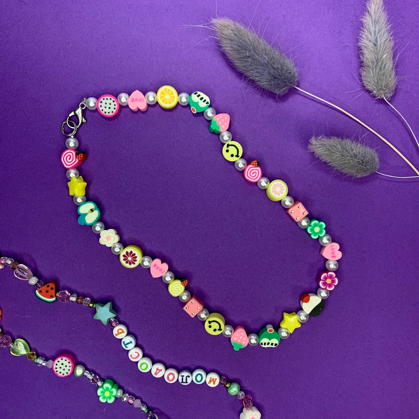 Smiley Face Pearl Necklace Funky Jewelry Cute Necklaces Etsy