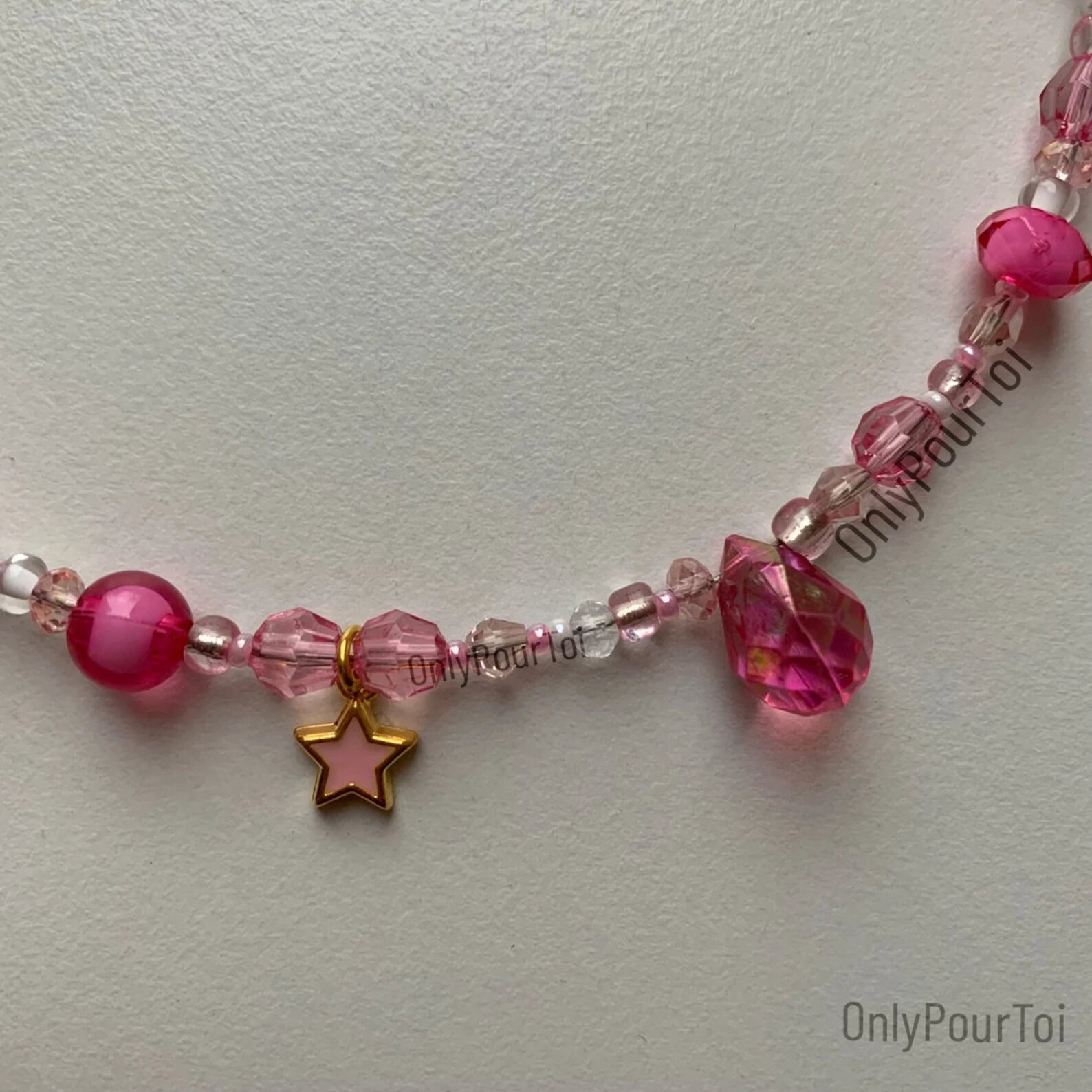 Beaded Necklace Baby Pink Angelcore Jewelry Summer Trends Etsy