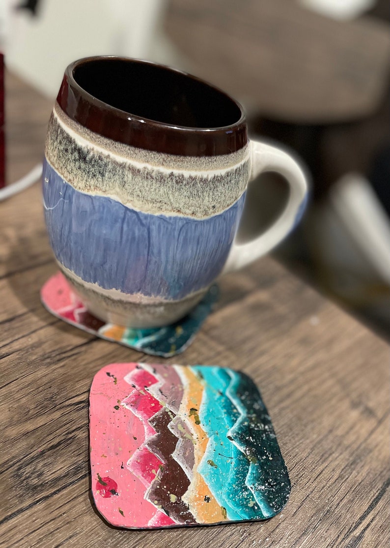 Coasters made from recycled plastic bags distressed mountain Etsy