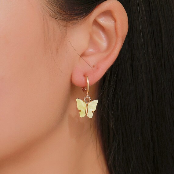 Butterfly charm drop earrings deals