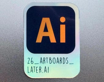 Holographic Adobe Illustrator Sticker: Funny Gift for Artist